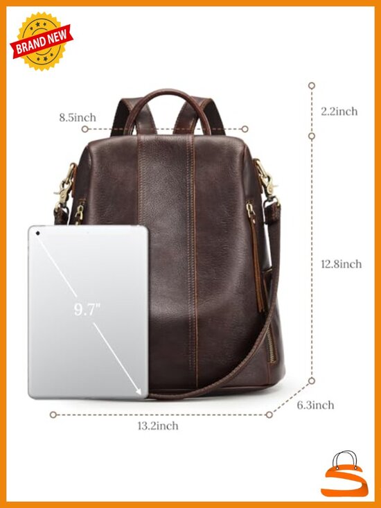 Leather Backpack Purse for Women Anti-Theft Rucksack Shoulder Bag Medium main image 6